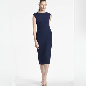 SACHIN & BABI Diana Mid Length Stretch Crepe Dress Navy NWT Size 0